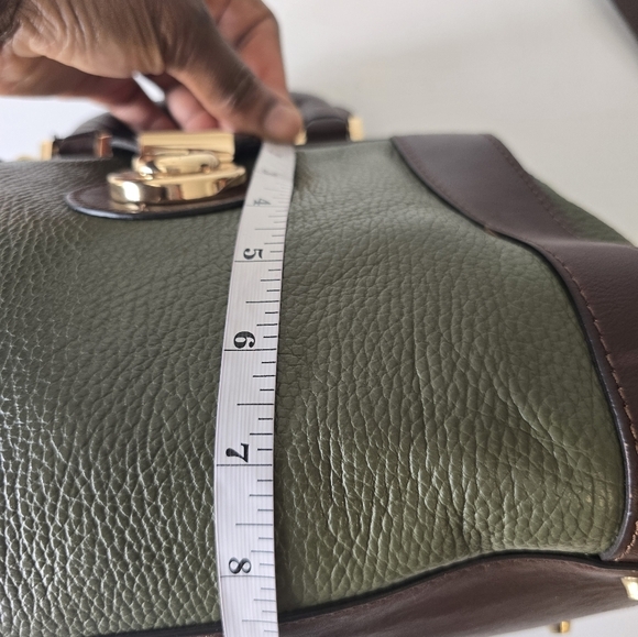 Divina Firenze Leather Crossbody Clutch Bag Satchel GreenBrown Removeable Strap - Picture 11 of 16